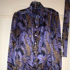 Liz Logie Sz 6 Print Silky Long Sleeve Tunic NWT